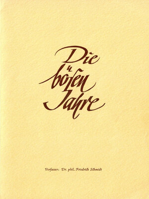 cover image of Die bösen Jahre